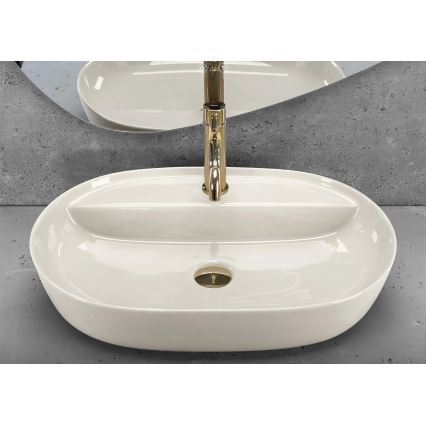 REA-U4589 - Aufsatzwaschbecken AURA 41 x 61 cm Keramik / glänzend, cremefarben