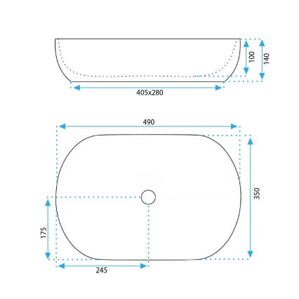 REA-U4591 - Aufsatzwaschbecken LISA 35x49 cm Keramik/glänzend cremefarben