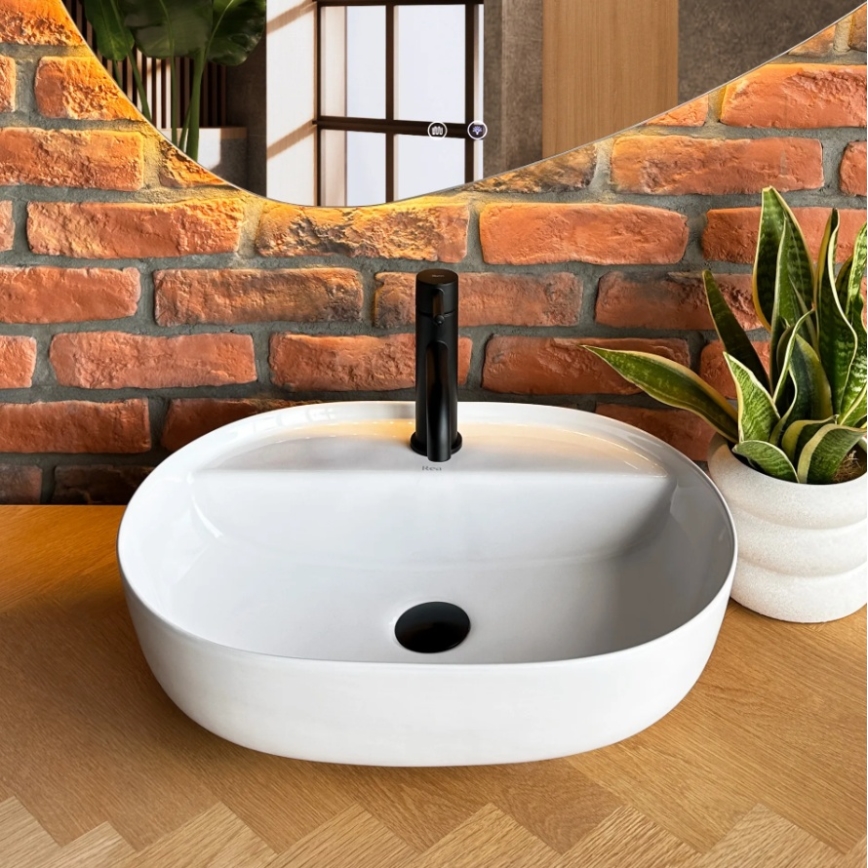 REA-U4620 - Aufsatzwaschbecken AURA 38,5x50,5 cm Keramik/glänzend weiß