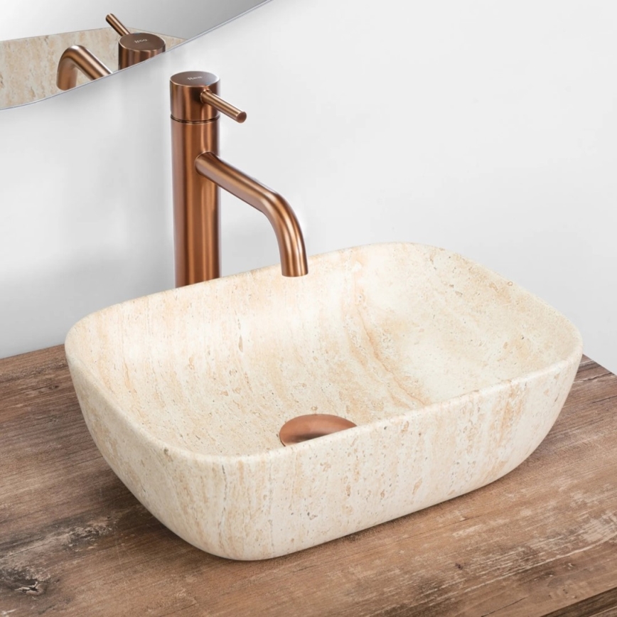 REA-U4700 - Aufsatzwaschbecken BELINDA 25x36 cm Keramik/beige/Steinoptik