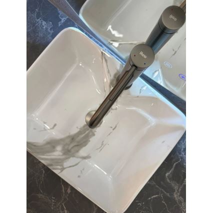 REA-U5052 - Aufsatzwaschbecken KELLY 38x49 cm Keramik/Weiß/Marmor-Dekor