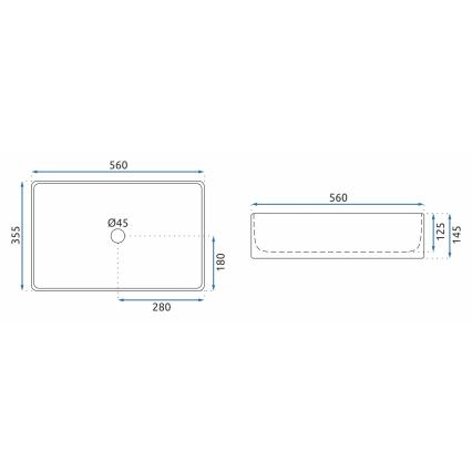 REA-U5055 - Aufsatzwaschbecken BERTA 35,5x56 cm Keramik/glänzend weiß