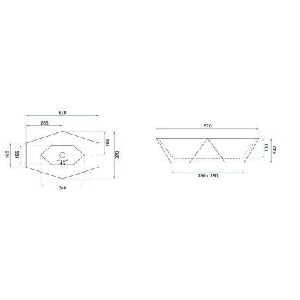 REA-U5602 - Aufsatzwaschbecken VEGAS 37x57 cm Keramik/Steinoptik