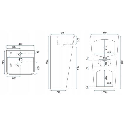 REA-U5637 - Freistehendes Waschbecken ARIS 37,5x44 cm Keramik/glänzendes Weiß
