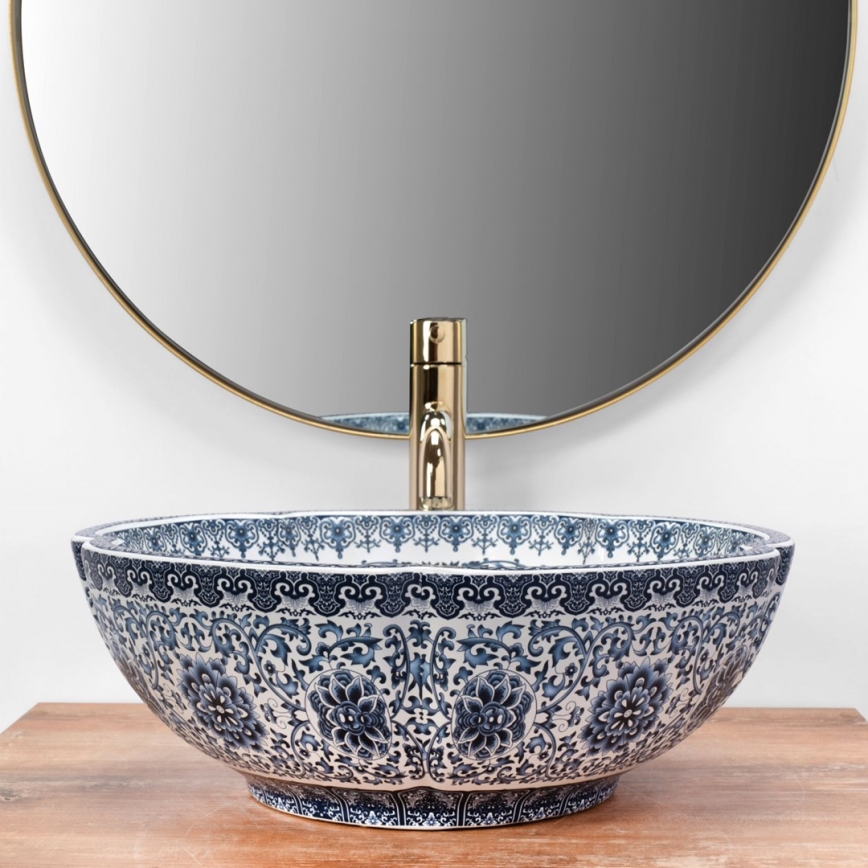 REA-U5666 - Aufsatzwaschbecken VIVIEN Ø 42,5 cm Keramik/ornamentales Muster