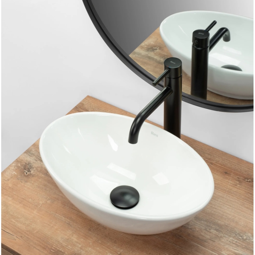 REA-U5804 - Aufsatzwaschbecken PAMELA MINI 26,5x40 cm Keramik/glänzendes Weiß