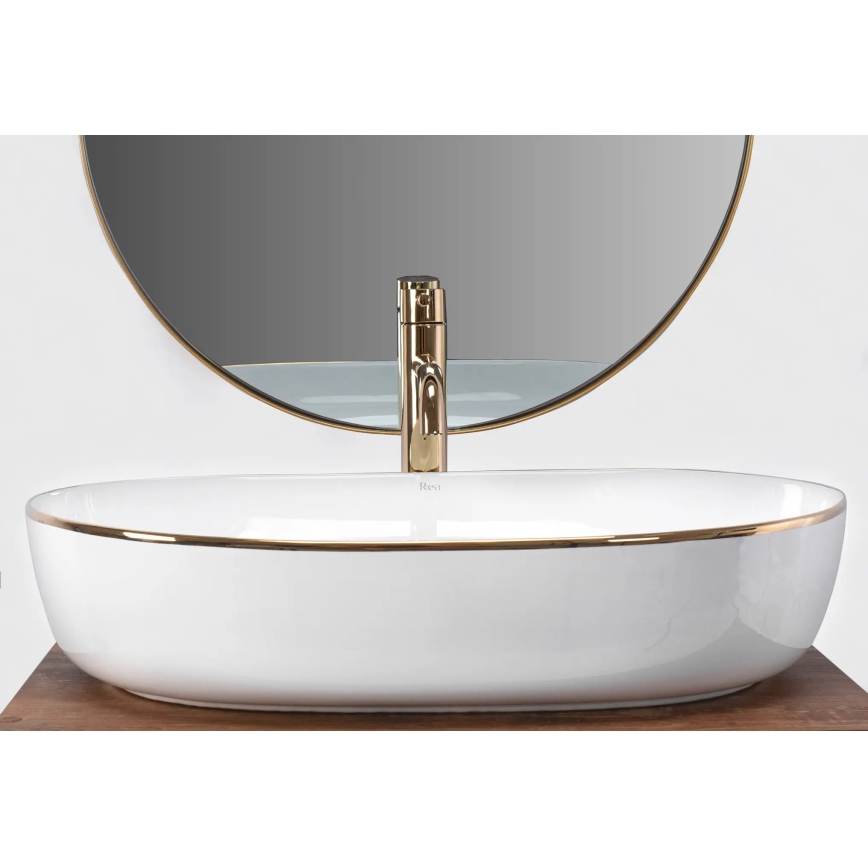 REA-U6211 - Aufsatzwaschbecken CLEO 41x60,5 cm Keramik/weiß/gold