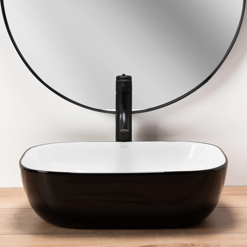 REA-U6332 - Aufsatzwaschbecken BELINDA 33x46,5 cm Keramik/schwarz/weiß