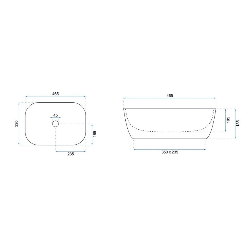 REA-U6332 - Aufsatzwaschbecken BELINDA 33x46,5 cm Keramik/schwarz/weiß