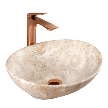 REA-U6361 - Aufsatzwaschbecken SOFIA 34,5x41 cm Keramik/beige/Steinoptik