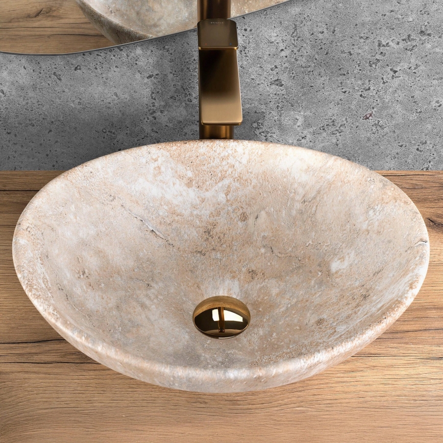 REA-U6361 - Aufsatzwaschbecken SOFIA 34,5x41 cm Keramik/beige/Steinoptik