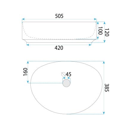 REA-U6370 - Aufsatzwaschbecken JOANA 38,5x50,5 cm Keramik/glänzend weiß
