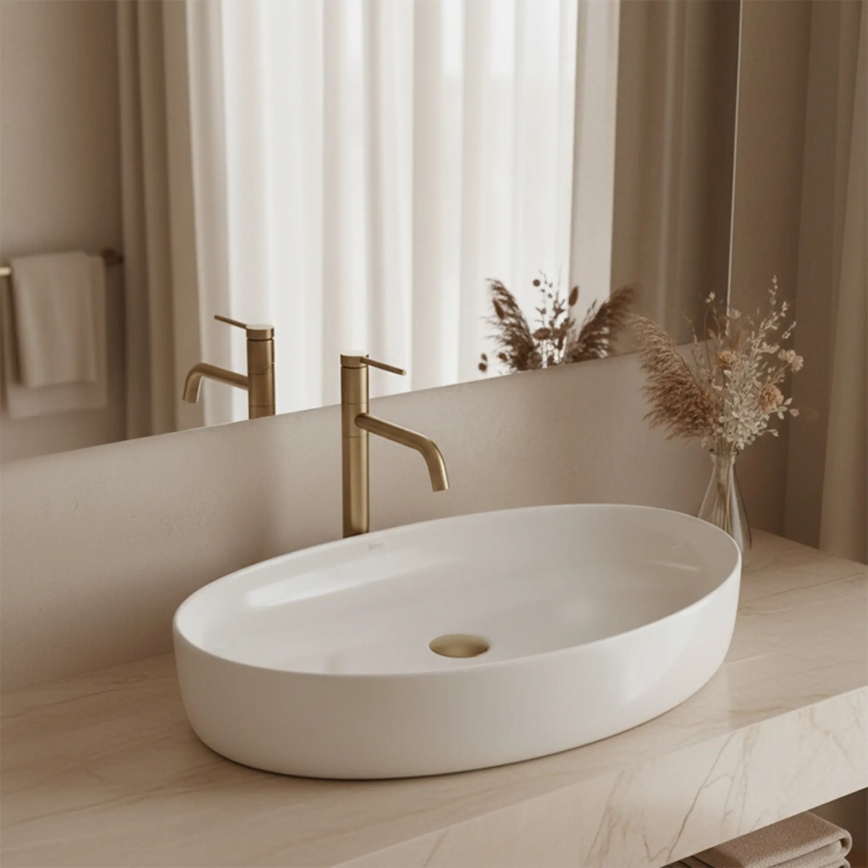 REA-U6371 - Aufsatzwaschbecken JOANA 40,5x65,5 cm Keramik/hochglänzend weiß