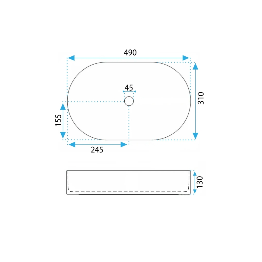 REA-U6375 - Aufsatzwaschbecken VANDA 31x49 cm Keramik/mattblau