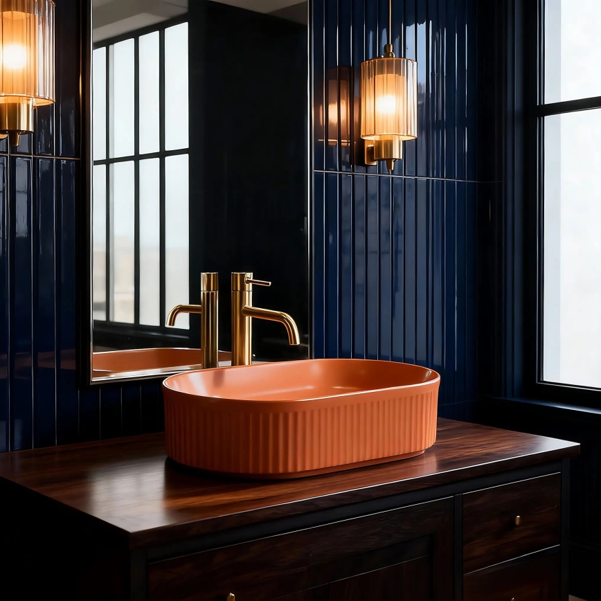 REA-U6377 - Aufsatzwaschbecken VANDA 31x49 cm Keramik/orange