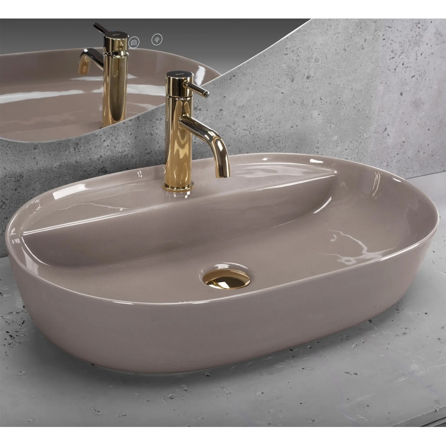 REA-U6381 - Aufsatzwaschbecken AURA 41x61 cm Keramik/glänzend braun
