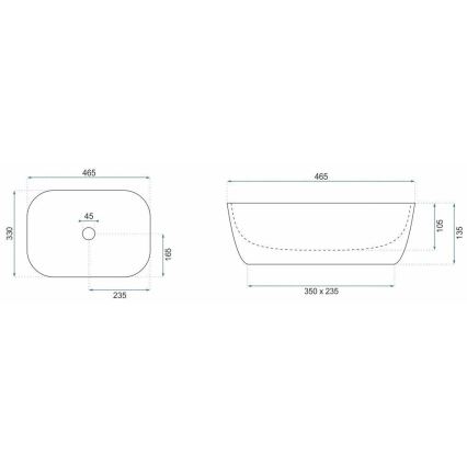 REA-U6384 - Aufsatzwaschbecken BELINDA 33 x 46,5 cm Keramik/schwarz/braun