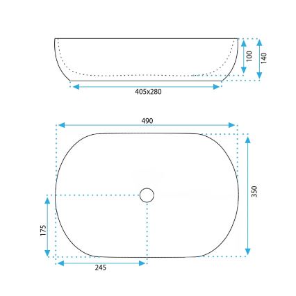 REA-U6620 - Aufsatzwaschbecken LISA 35x49 cm Keramik/glänzend blau