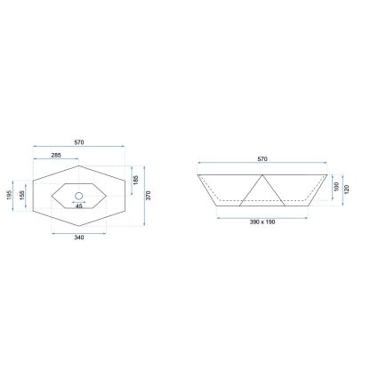 REA-U6643 - Aufsatzwaschbecken VEGAS 37x57 cm Keramik/hochglänzend weiß