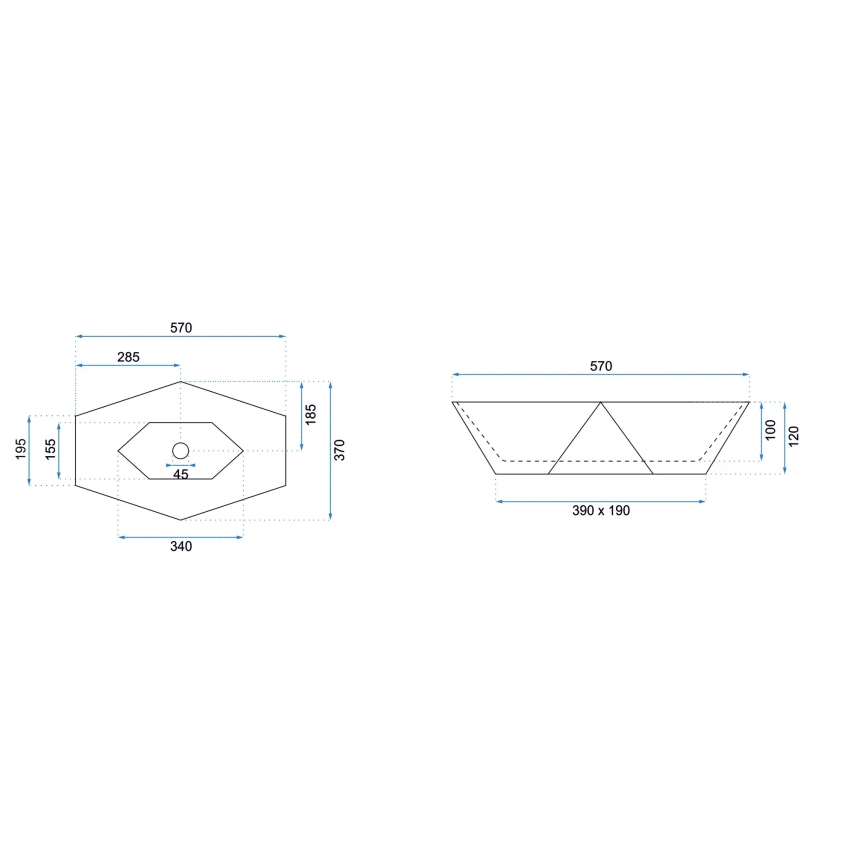 REA-U6643 - Aufsatzwaschbecken VEGAS 37x57 cm Keramik/hochglänzend weiß