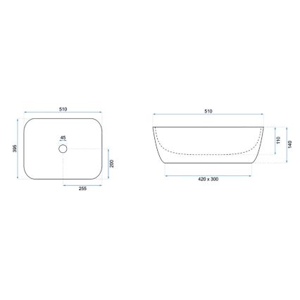 REA-U6647 - Aufsatzwaschbecken FREJA 39,5x51 cm Keramik/grau/Marmor-Optik