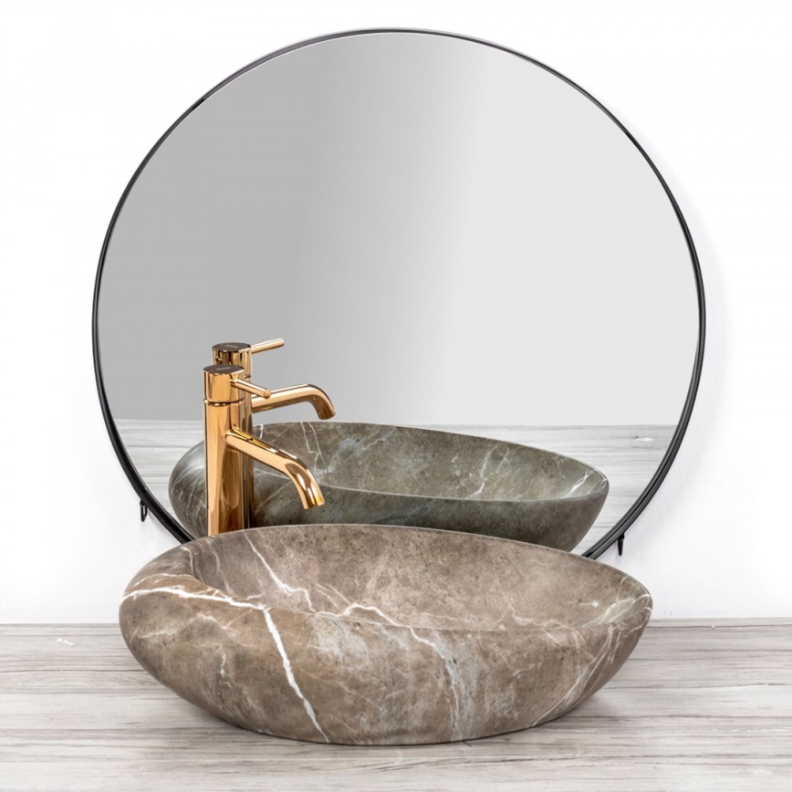 REA-U6650 - Aufsatzwaschbecken ROXY 31x49 cm Keramik/grau/Marmor-Optik