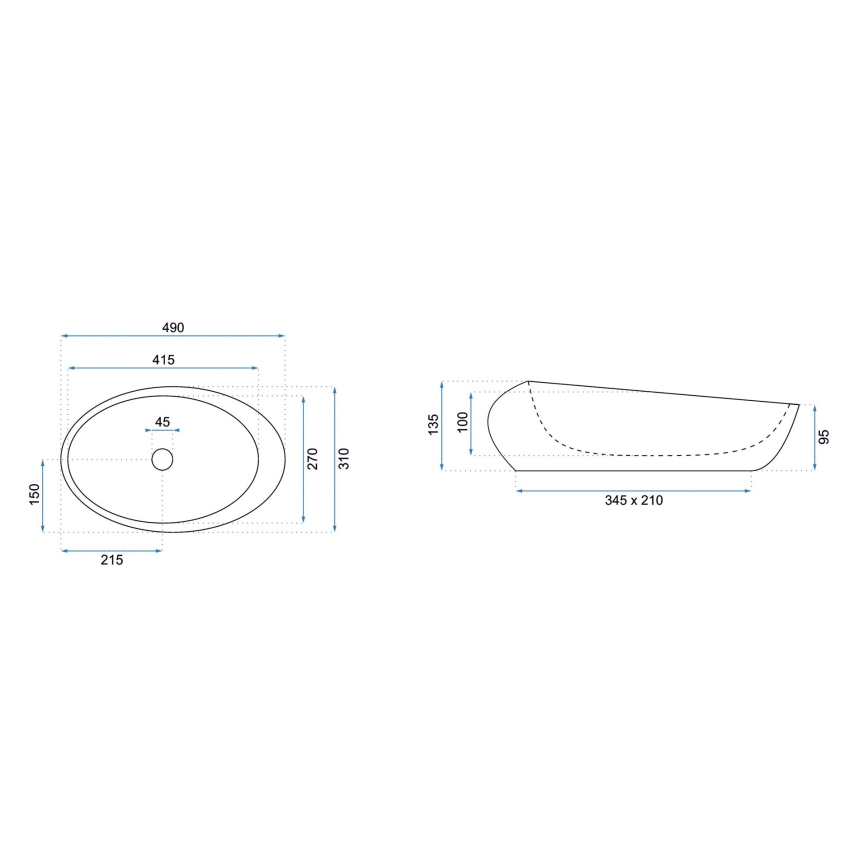 REA-U6650 - Aufsatzwaschbecken ROXY 31x49 cm Keramik/grau/Marmor-Optik