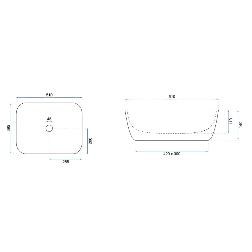 REA-U6689 - Aufsatzwaschbecken FREJA 39,5x51 cm Keramik/beige/Steinoptik