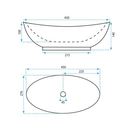 REA-U6802 - Aufsatzwaschbecken KATE 27x45 cm Keramik/glänzend weiß
