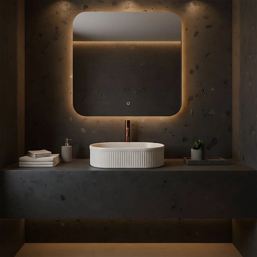 REA-U7342 - Aufsatzwaschbecken VANDA 31x49 cm Keramik/beige/Steinoptik