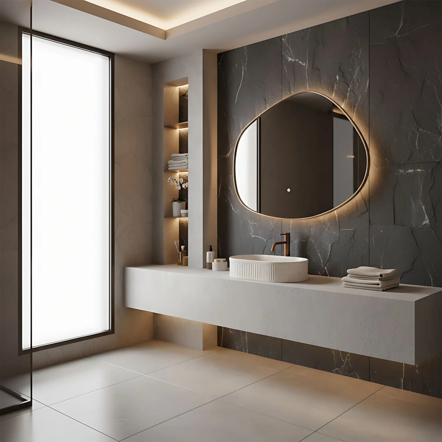 REA-U7342 - Aufsatzwaschbecken VANDA 31x49 cm Keramik/beige/Steinoptik