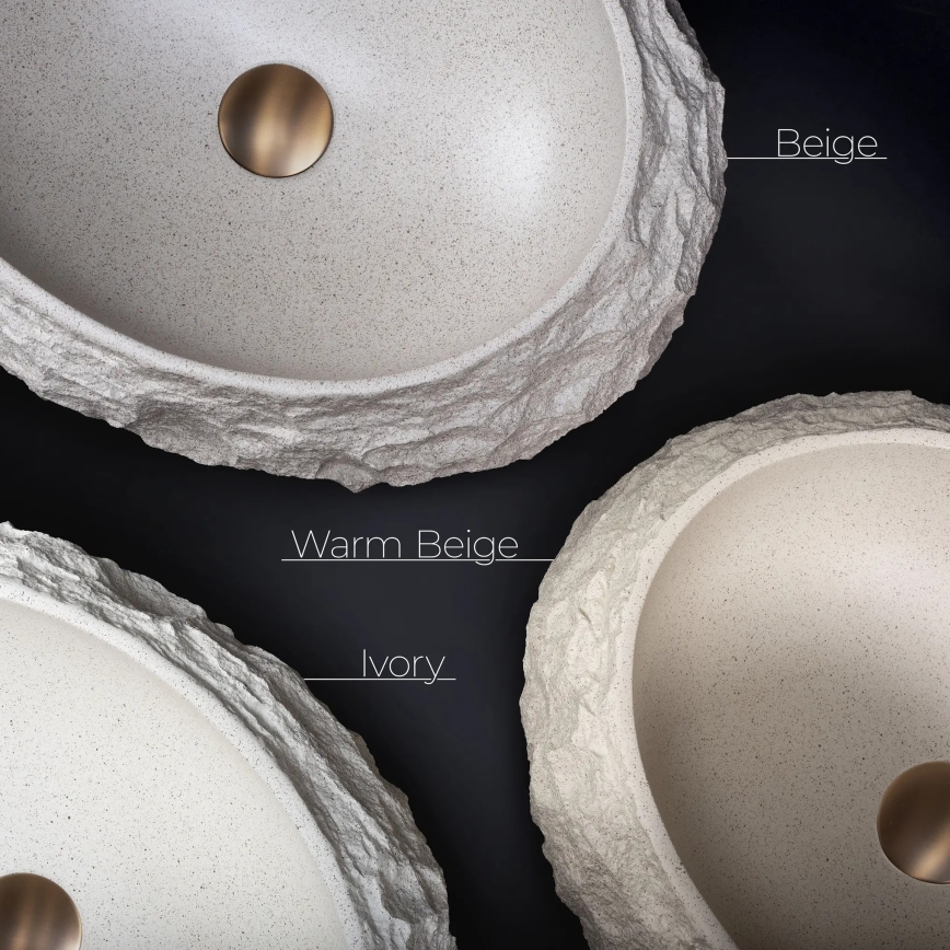 REA-U7347 - Aufsatzwaschbecken MIKA 38 x 50 cm beige/Steinoptik