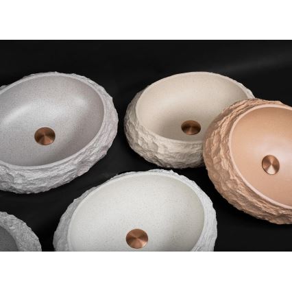 REA-U7347 - Aufsatzwaschbecken MIKA 38 x 50 cm beige/Steinoptik