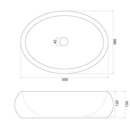 REA-U7347 - Aufsatzwaschbecken MIKA 38 x 50 cm beige/Steinoptik