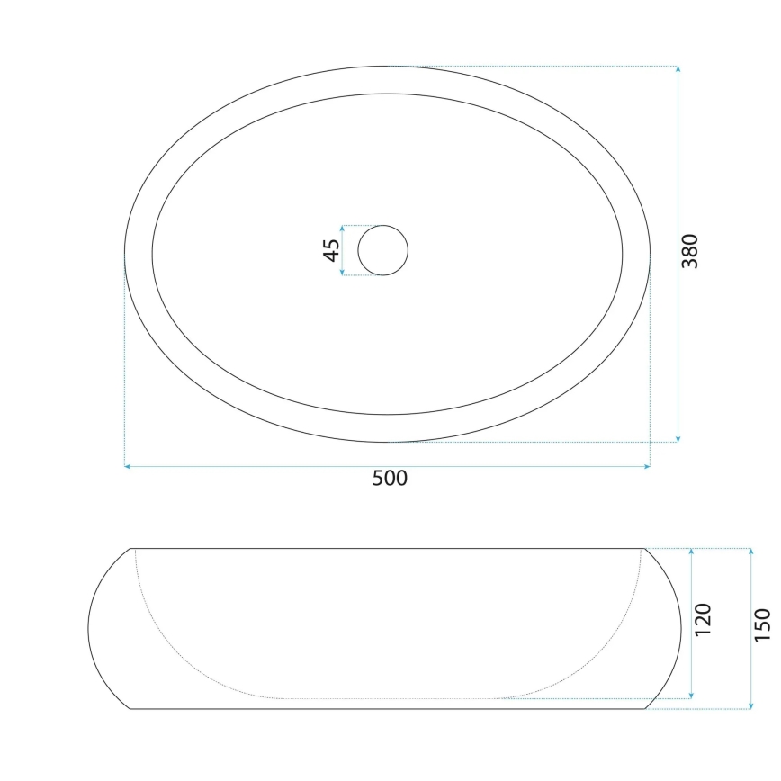 REA-U7347 - Aufsatzwaschbecken MIKA 38 x 50 cm beige/Steinoptik