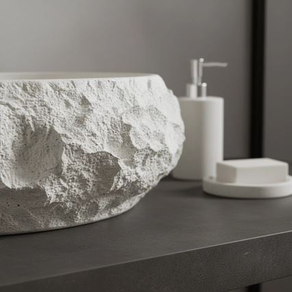 REA-U7350 - Aufsatzwaschbecken MIKA 38x50 cm weiß/Steinoptik