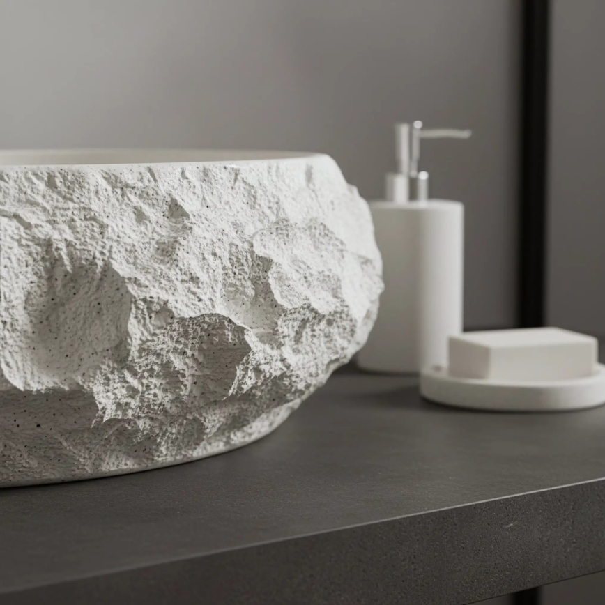 REA-U7350 - Aufsatzwaschbecken MIKA 38x50 cm weiß/Steinoptik