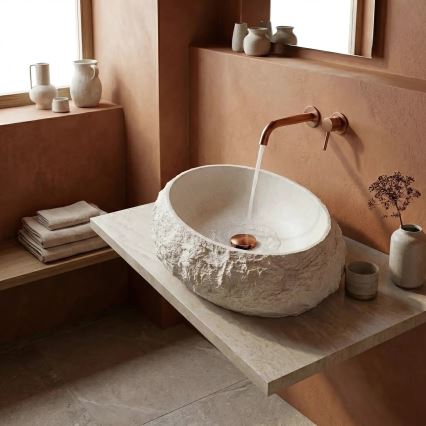 REA-U7350 - Aufsatzwaschbecken MIKA 38x50 cm weiß/Steinoptik