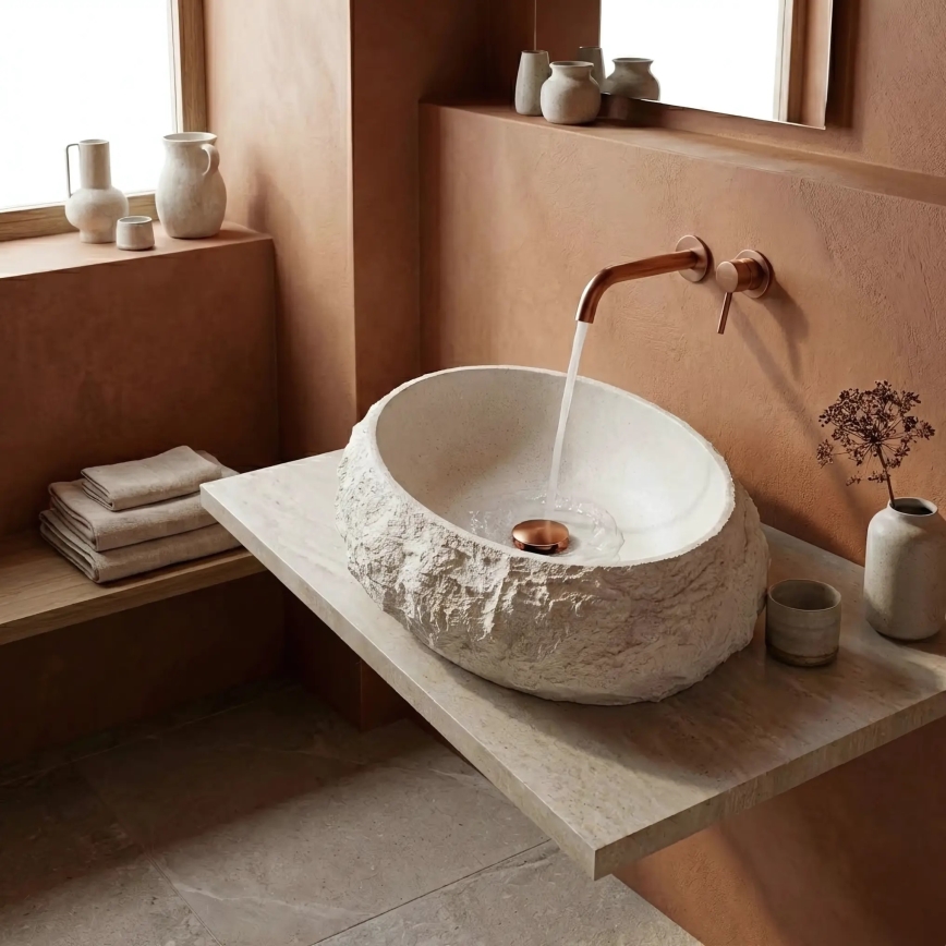 REA-U7350 - Aufsatzwaschbecken MIKA 38x50 cm weiß/Steinoptik