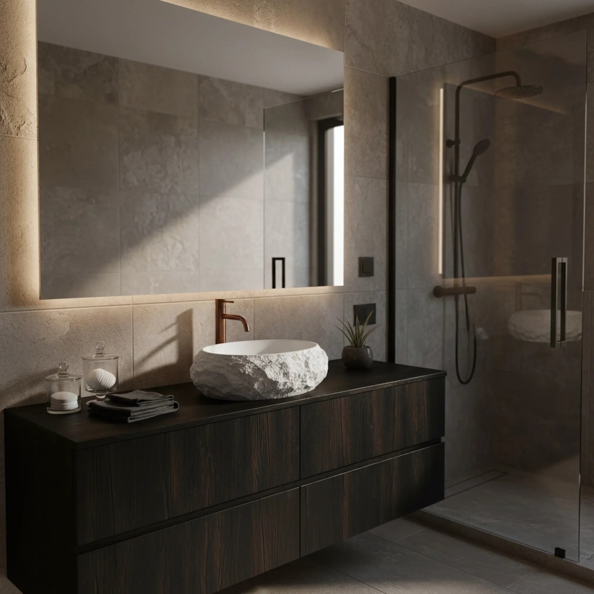 REA-U7350 - Aufsatzwaschbecken MIKA 38x50 cm weiß/Steinoptik