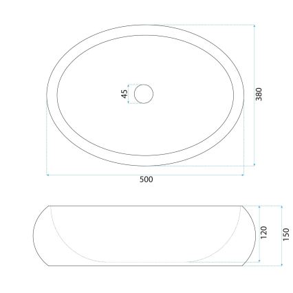 REA-U7350 - Aufsatzwaschbecken MIKA 38x50 cm weiß/Steinoptik