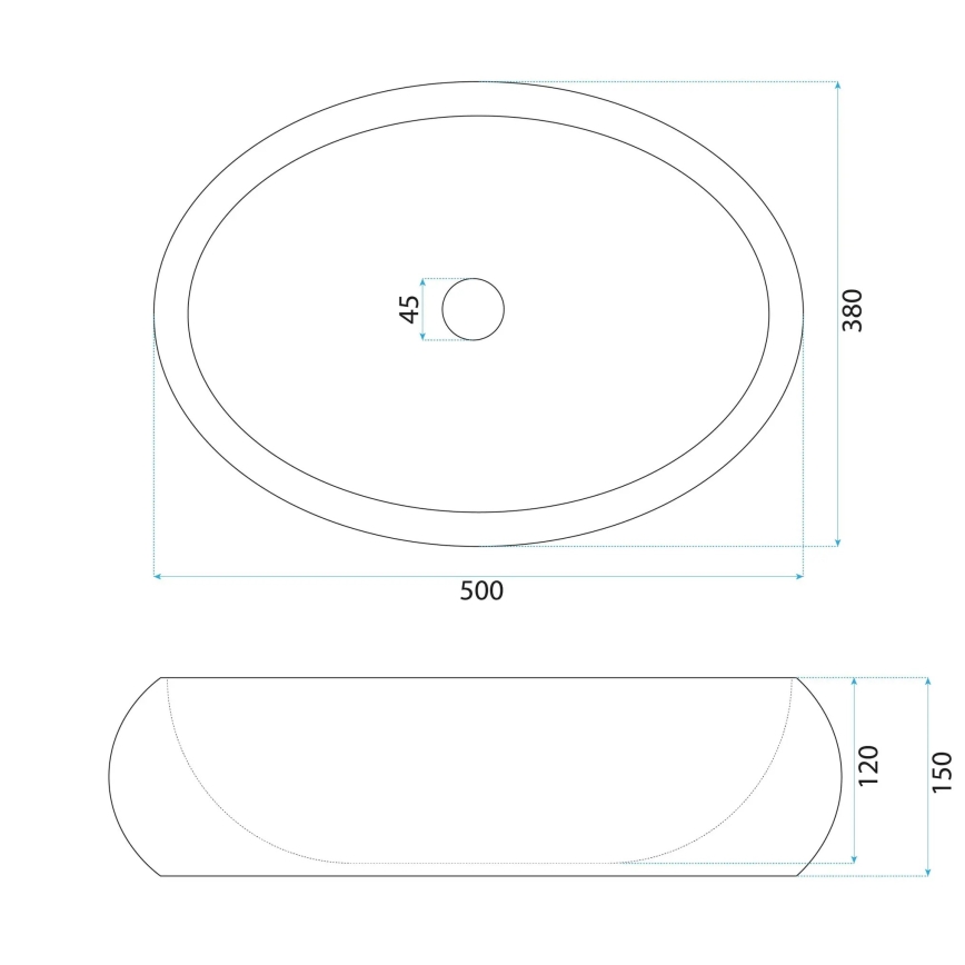 REA-U7350 - Aufsatzwaschbecken MIKA 38x50 cm weiß/Steinoptik