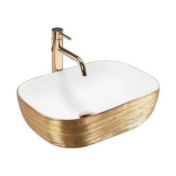 REA-U7422 - Aufsatzwaschbecken BELINDA 33x46,5 cm Keramik/Weiß/Gold