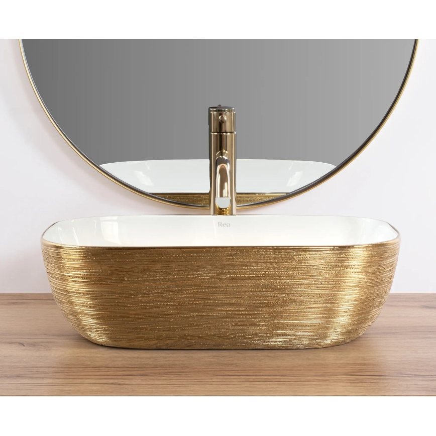 REA-U7422 - Aufsatzwaschbecken BELINDA 33x46,5 cm Keramik/Weiß/Gold