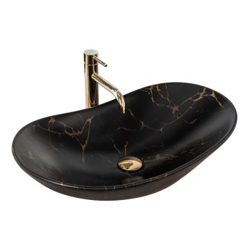 REA-U7478 - Aufsatzwaschbecken ROYAL 36x62 cm Keramik/Schwarz/Marmor-Dekor