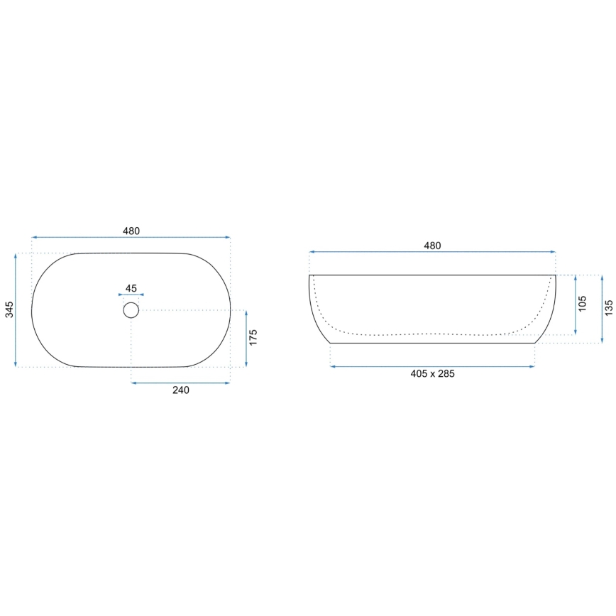 REA-U8001 - Aufsatzwaschbecken AMELIA 34,5x48 cm Keramik/Marmor-Optik