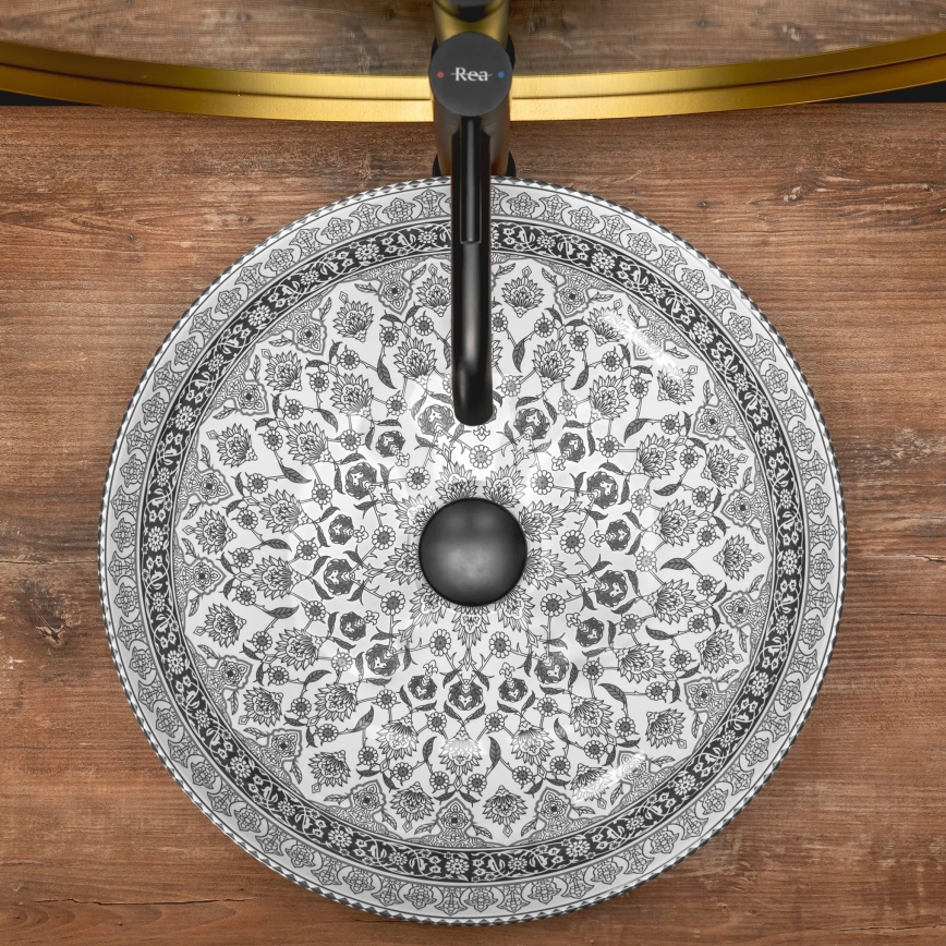 REA-U8002 - Aufsatzwaschbecken ARTE 40 cm Keramik/weiß/schwarz