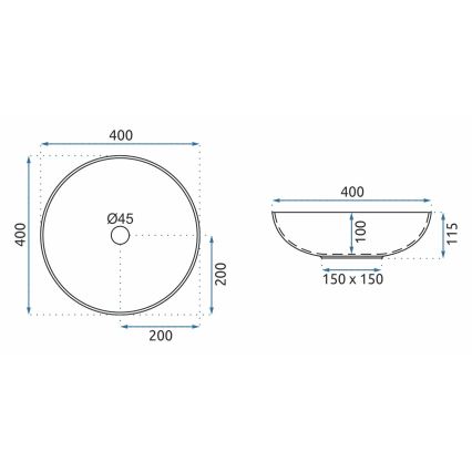 REA-U8002 - Aufsatzwaschbecken ARTE 40 cm Keramik/weiß/schwarz