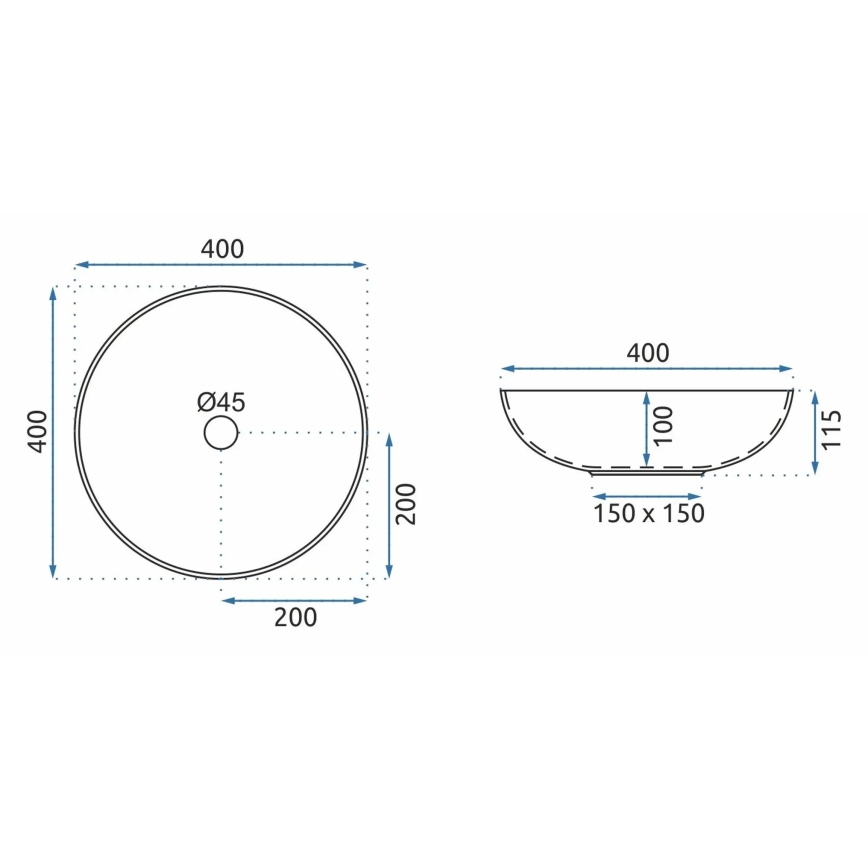 REA-U8002 - Aufsatzwaschbecken ARTE 40 cm Keramik/weiß/schwarz