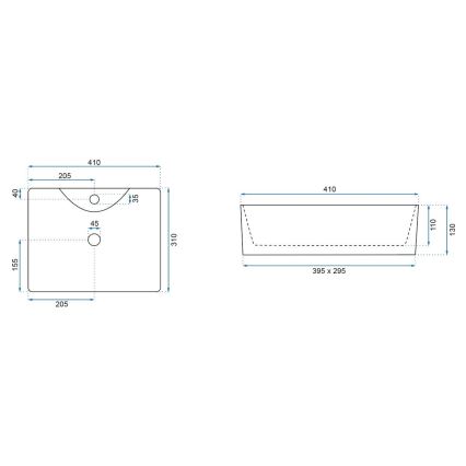 REA-U8196 - Aufsatzwaschbecken KELLY MINI 31x41 cm Keramik/hochglanzweiß